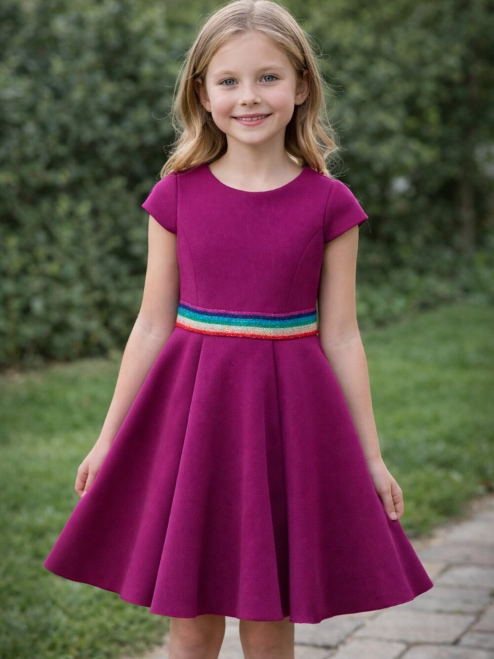 Zoe Ltd Lux Style Girls Skater Dress w/Rainbow Stripes Belt NEW‎ NWT 8 12 $220